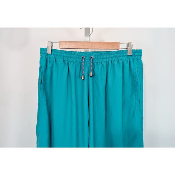 Vintage 90s Track Pants Teal Green Exercise Workout Misses Size L Sasap - Picture 2 of 6
